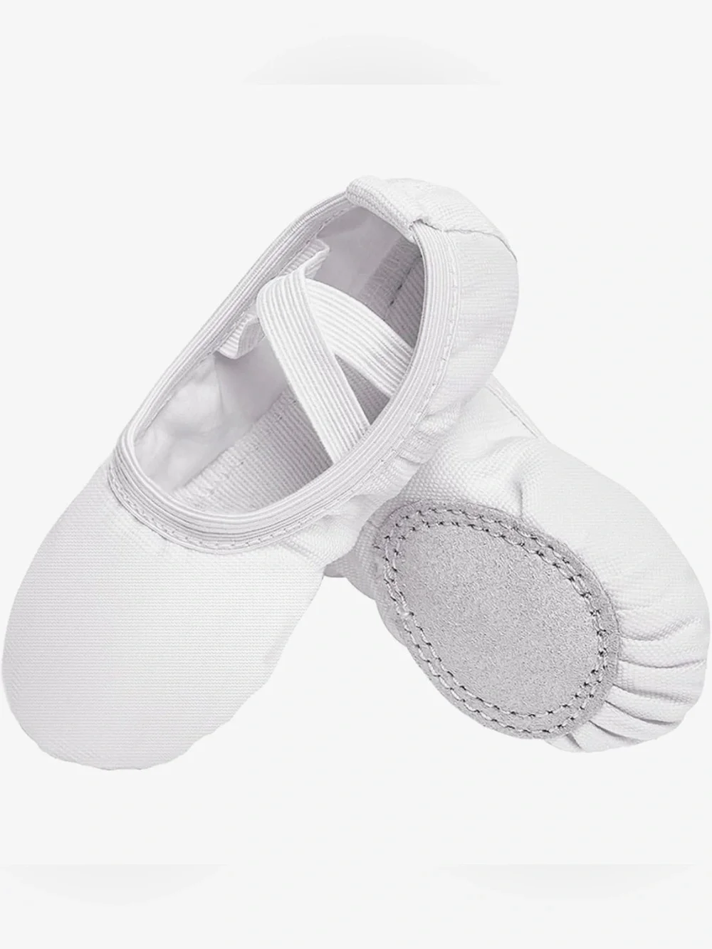 Children's White Ballet Slippers with Elastic Cross Strap